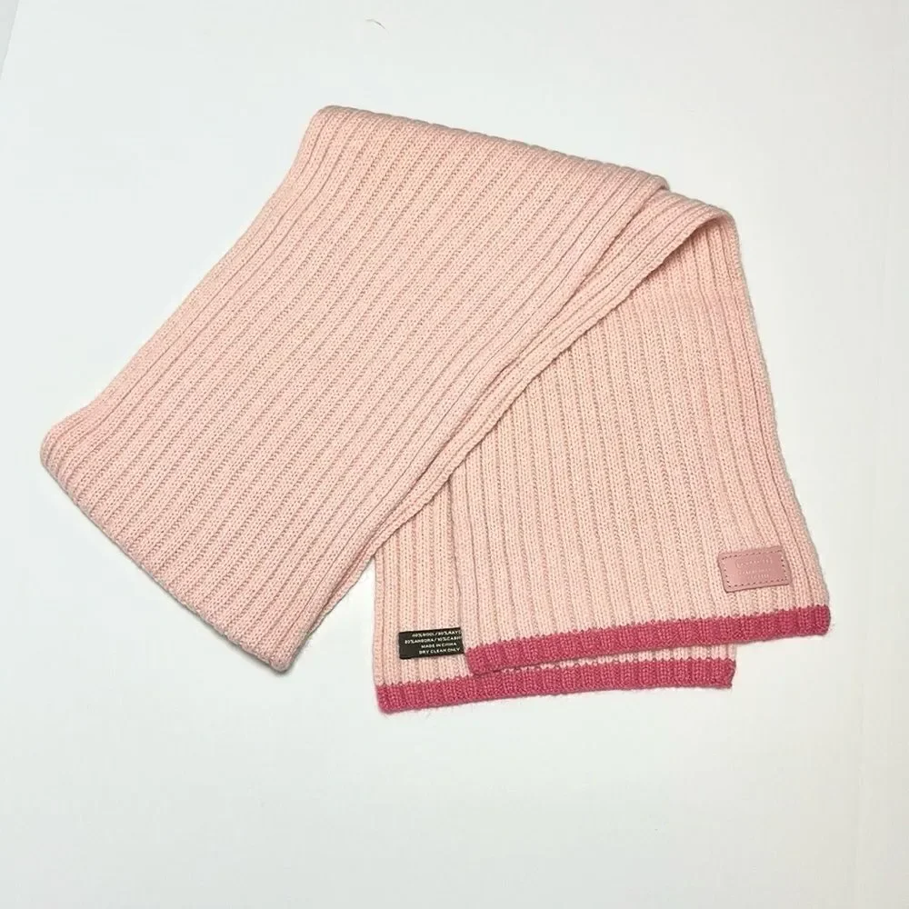 NWOT COACH Scarf Wool Rayon Angora Cashmere Blend Pink Rib Knit